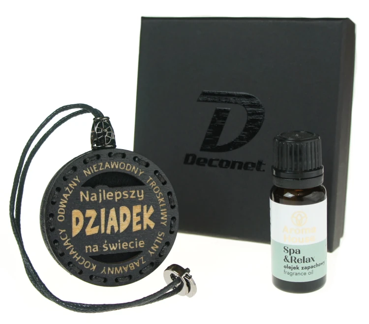 Zapach do samochodu drewniana zawieszka Deconet prezent na dzień dziadka