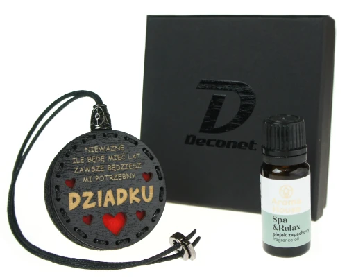 Zapach do samochodu drewniana zawieszka Deconet prezent na dzień dziadka