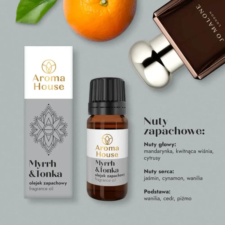 Olejek zapachowy Aroma House MYRRH &amp; TONKA nuty zapachowe