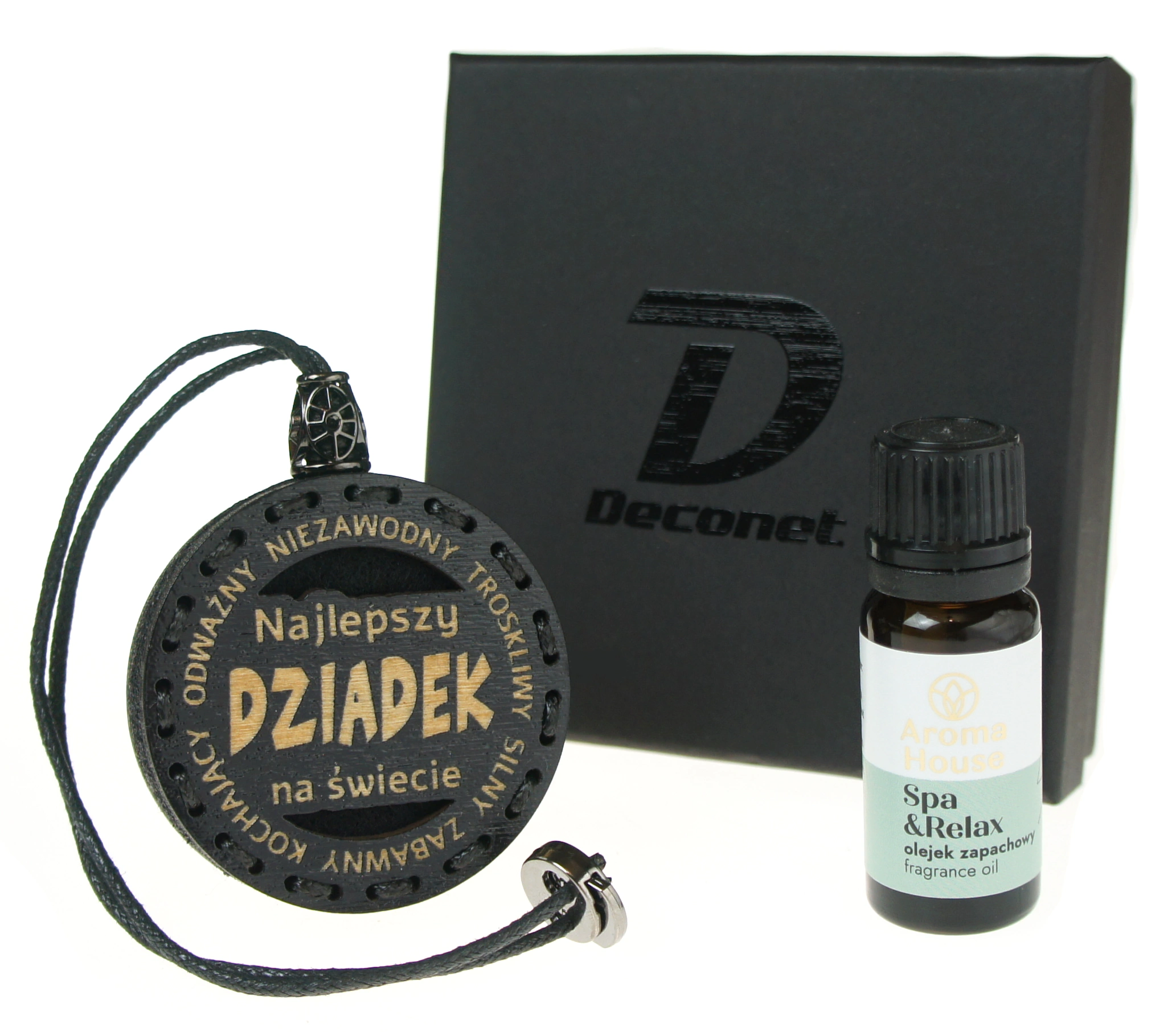 Zapach do samochodu drewniana zawieszka Deconet prezent na dzień dziadka